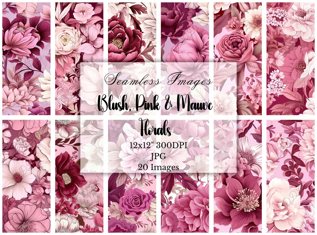 Blush Pink & Mauve Floral Digital Paper: Flower Backgrounds, Seamless ...