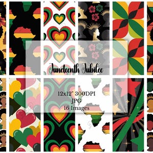 Juneteenth Digital Paper, 16 JPGs, Jubilee, Red Black Yellow Green, Black History, Kwanzaa, Backgrounds, Digital Download, Commercial Use