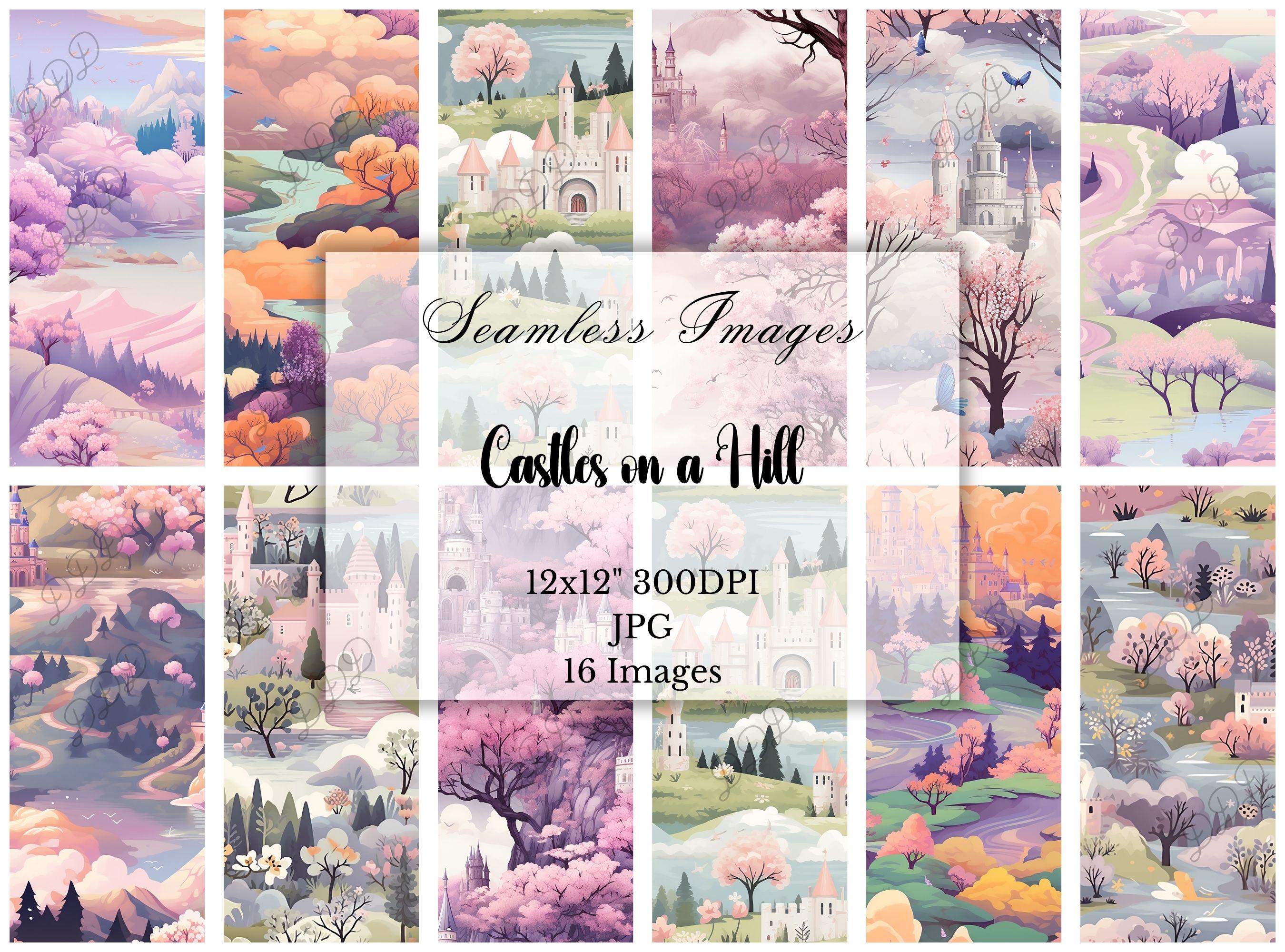 Castle Digital Paper Pack: Pastel Fantasy, Fairytale Castle Backgrounds ...