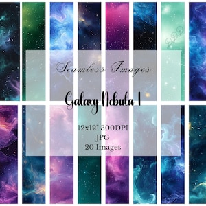 Galaxy nevel digitaal papier, naadloze afbeeldingen, kosmisch, hemelse achtergronden, scrapbooking, 20 jpg-bestanden, commercieel gebruik, ruimte