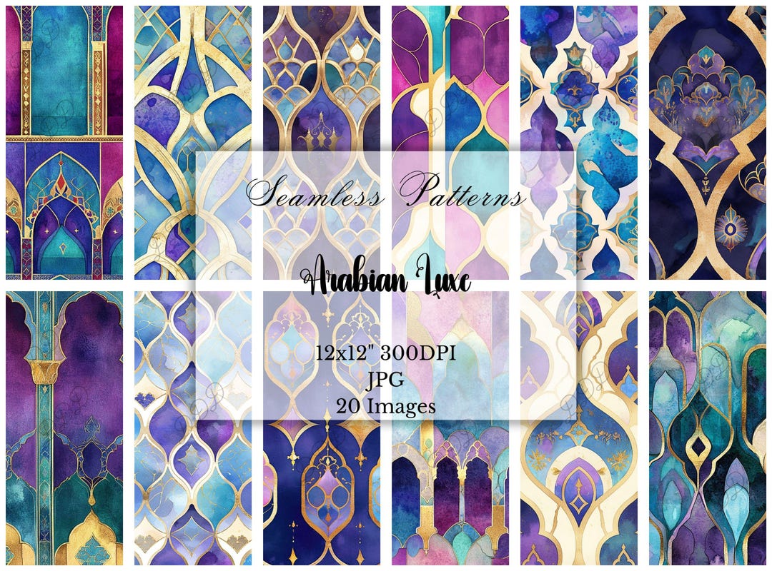 Moroccan Tile Digital Paper: Jewel Toned, Seamless Scrapbook Paper ...
