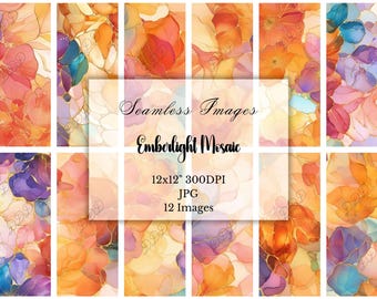 Autumn Alcohol Ink Digital Paper: Seamless Patterns, Scrapbook Paper, Paper Crafting, Digital Download, Commercial Use
