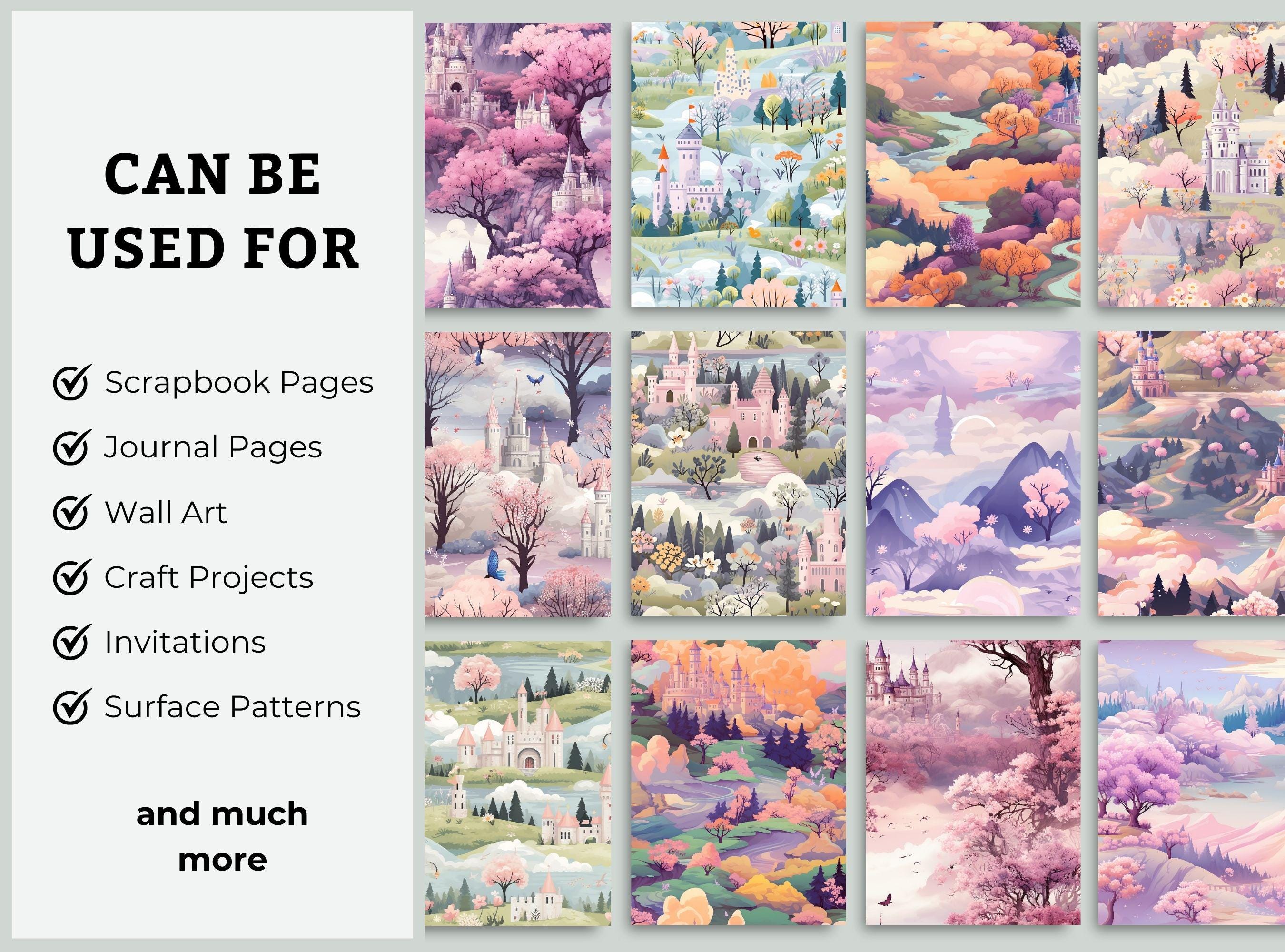 Castle Digital Paper Pack: Pastel Fantasy, Fairytale Castle Backgrounds ...