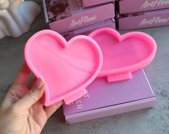 Heart Coaster Silicone Mold Set: Resin Casting, 12cm