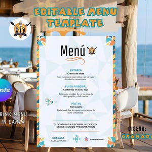 Editable restaurant menu template, food and drinks, pomegranate style, modern restaurant, regional food, price list in canva