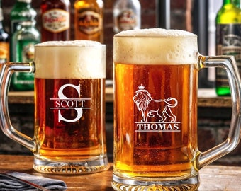 Personalized Beer Mug: Custom Engraved Gift for Groomsmen, Dad Beer Mug