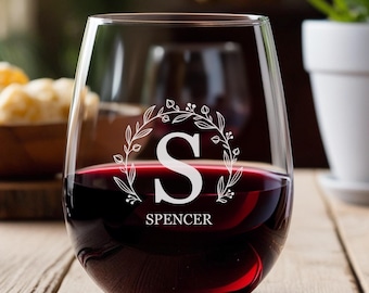 Personalized Wine Glass, Custom Name Glass, Bridesmaid Gift, Wedding or Engagement Gift, Monogram Glass, Laser Engraved Glass, Party Gift