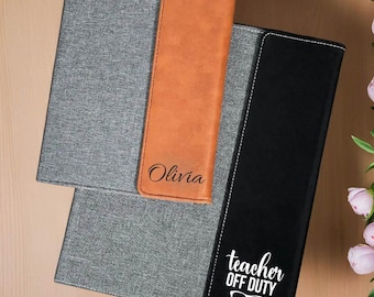 Personalized Leather Portfolio: Engraved Notepad Cover, Custom Logo Padfolio