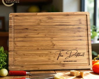 Personalized Bamboo Cutting Board, Custom Engraved Charcuterie Board, Custom Logo Cutting Board, Housewarming Gift, Bamboo Cheese Board