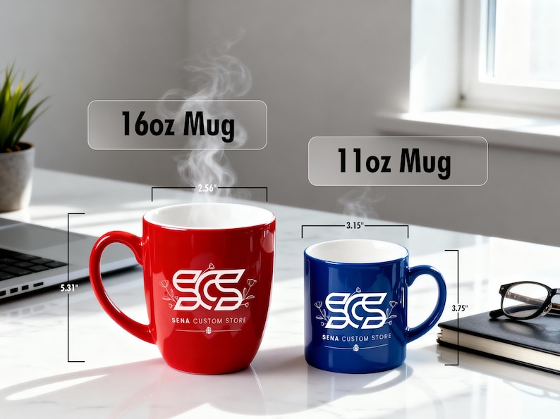 Pu&ograve; includere: Una tazza rossa da 16 once e una blu da 11 once con interni bianchi. Entrambe le tazze hanno un logo bianco e la scritta "SENA CUSTOM STORE". La tazza rossa &egrave; alta 13,49 cm e larga 6,50 cm. La tazza blu &egrave; alta 9,53 cm e larga 8,00 cm.