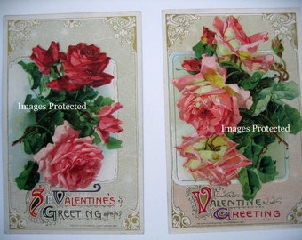 Four Catherine Klein Rose Print Valentine CP135 Roses Winsch