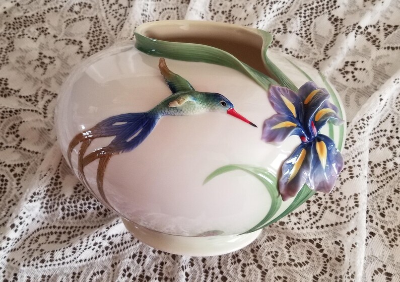 Franz Lady Hummingbird Iris Vase XL 12 inch E767 Etsy