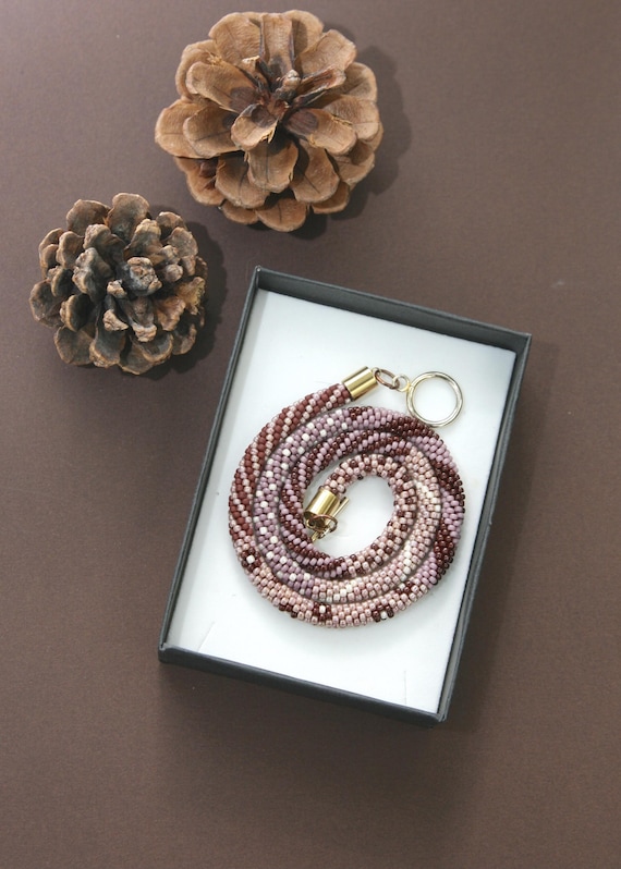 Handmade Beaded Crochet Necklace, Glass Beads, Slow Fashion, Unique Jewels