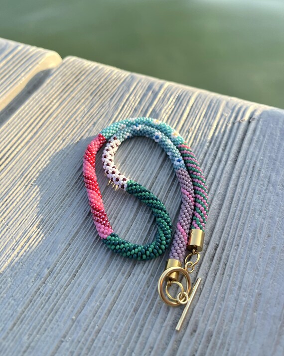 Handmade Beaded Crochet Necklace – Colorful Summer Jewelry, Glass Beads