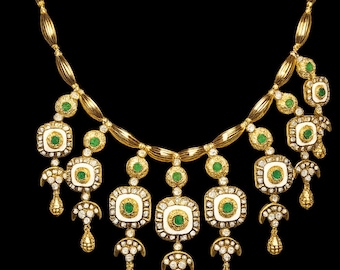 Set di collana e orecchini a labe in ottone placcato oro – Gioielli Fes Meknes Heritage