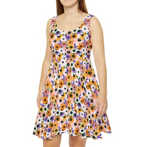 T Swift Inspired Floral Women&#39;s Skater Dress | Spring And Summer Casual Dress, Boho Dress, Birthday Gift, Everyday Wear, Floral Print