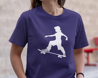 T-Shirt Skateboard Une Fille Skateuse - Design Planche De Skate Pour Passionnées De Skateboarding