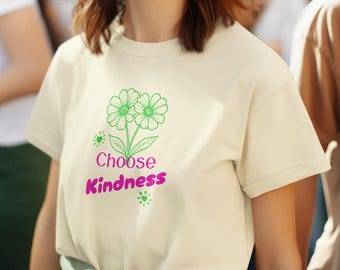 ¡Elige la amabilidad! Camiseta inspiradora con vibraciones positivas. Camiseta unisex de manga corta con gráfico de amabilidad.