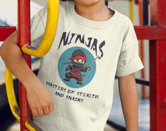 Funny Ninja Youth Tee: Stealth & Snacks Martial Arts Gift