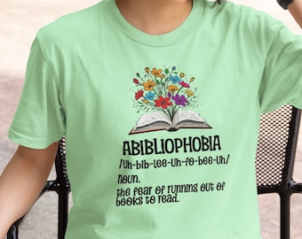 Definizione di Abibliofobia - Maglietta: regalo per gli amanti dei libri