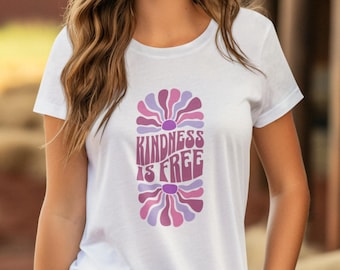 ¡La amabilidad es gratis! Camiseta inspiradora con vibraciones positivas. Camiseta unisex de manga corta con gráfico de amabilidad.