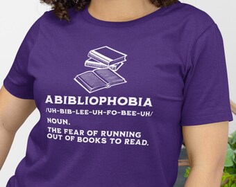 Definizione di Abibliofobia - Maglietta: regalo per gli amanti dei libri