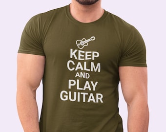 Camiseta "Mantén la calma y toca la guitarra": regalo para amantes de la música