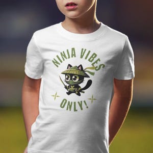 Ninja Vibes Only! Funny Ninja Youth Short Sleeve Tee. Martial Arts Gift.