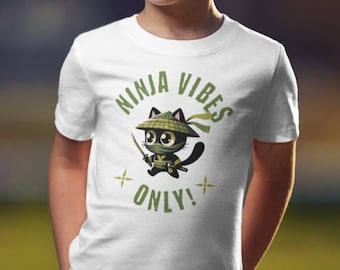 Ninja Vibes Only! Funny Ninja Youth Short Sleeve Tee. Martial Arts Gift.