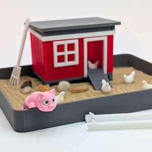 Jardín Zen de Gallinas: Kit de bricolaje para jardín de arena de escritorio
