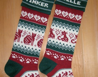 Personalized Cat stocking with choice of cat design