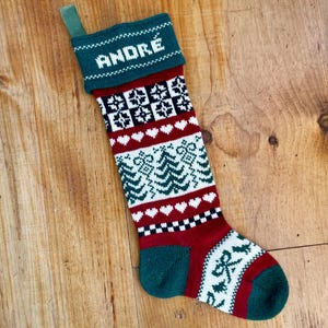 Personalized Christmas Stocking, trees and bows