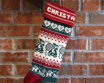 Bas de Noël personnalisé en tricot avec Saint-Nicolas