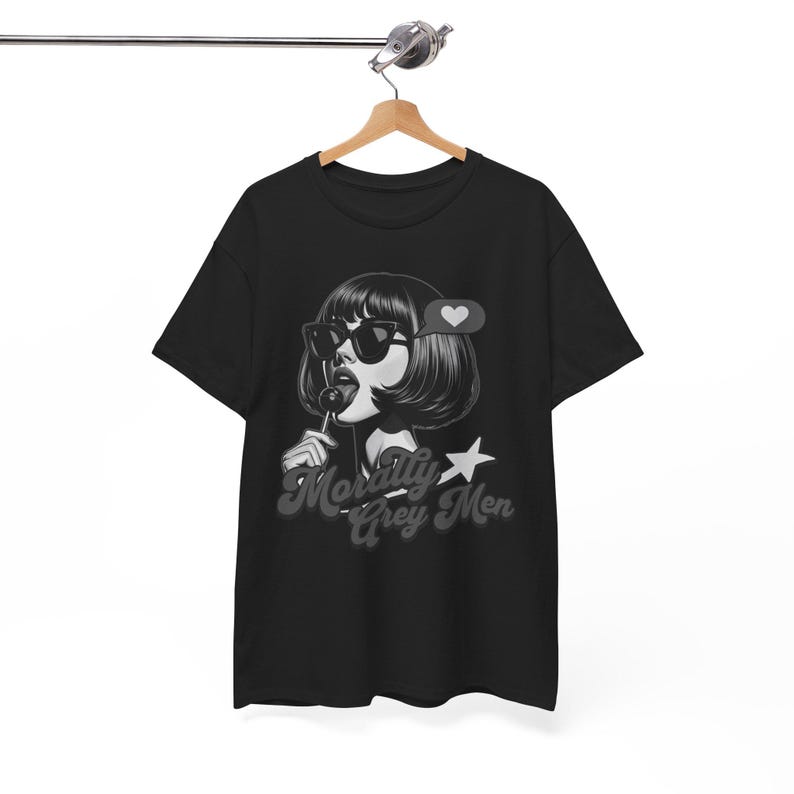 Camiseta masculina Morally Grey, camiseta vintage Lollipop, camiseta Bookish Girl Black