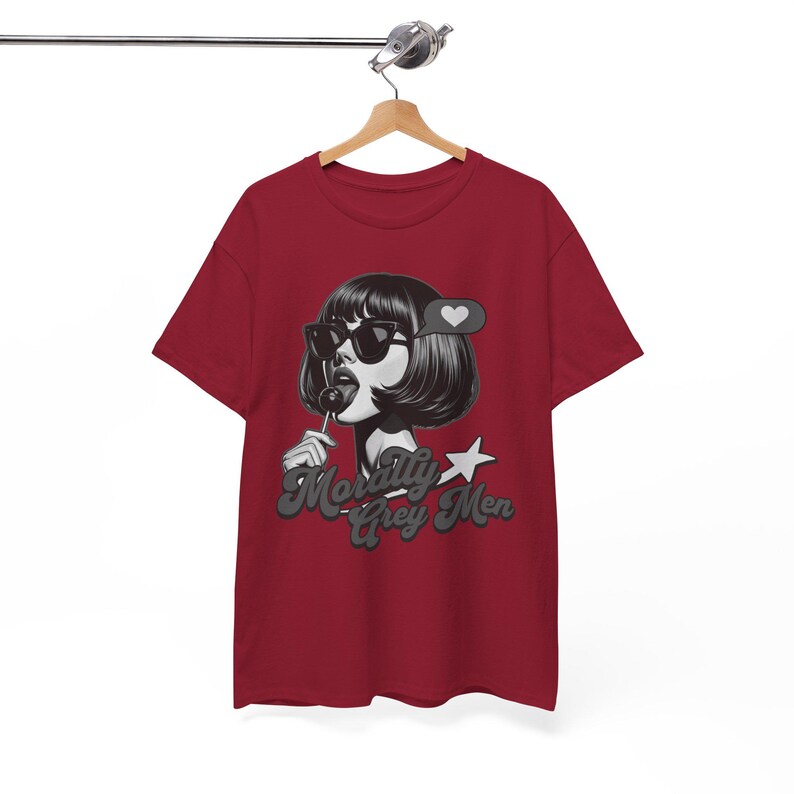 Camiseta masculina Morally Grey, camiseta vintage Lollipop, camiseta Bookish Girl Cardinal Red