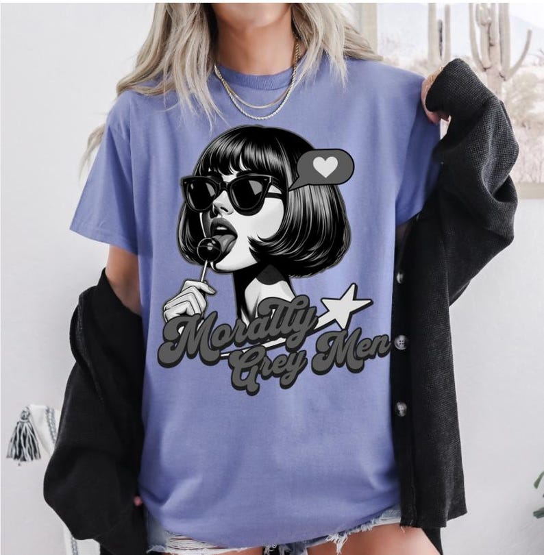 Camiseta masculina Morally Grey, camiseta vintage Lollipop, camiseta Bookish Girl imagem 1