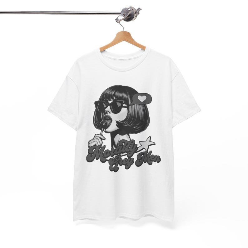 Camiseta masculina Morally Grey, camiseta vintage Lollipop, camiseta Bookish Girl White
