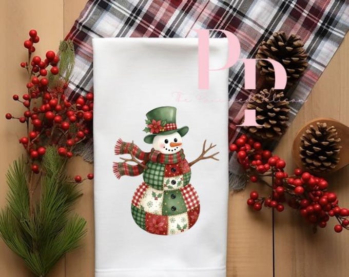 Patchwork Snowman Tea Towel