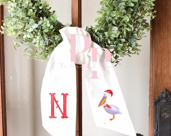 Sublimated Christmas Pelican wreath sash
