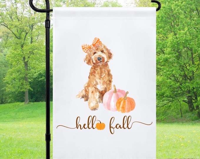 Hello Fall Dog with Pumpkins