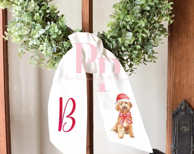 Sublimated Golden Doodle wreath sash
