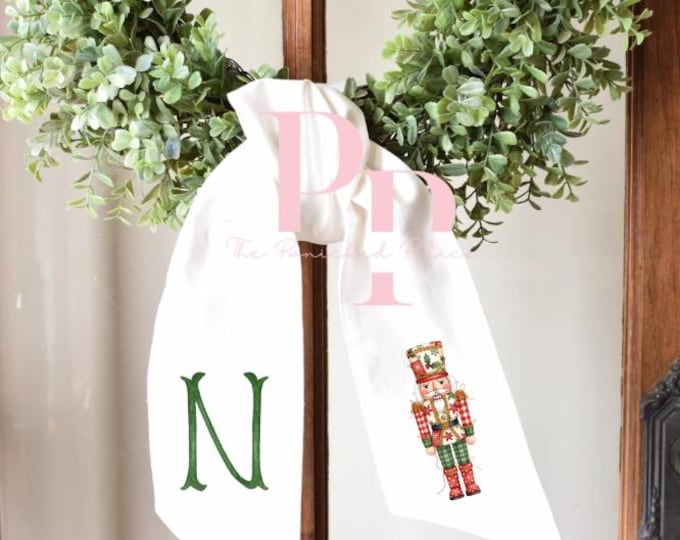 Sublimated Patchwork nutcracker wreath sash