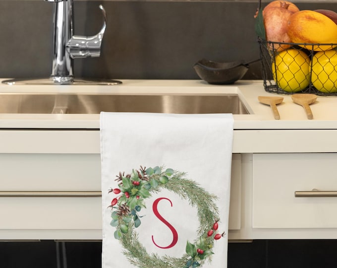 Christmas Wreath Initial towel