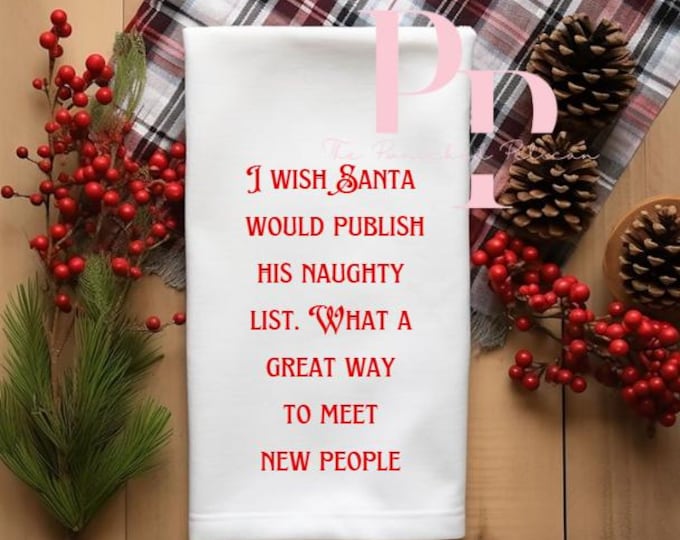 Funny Christmas naughty list towel gift