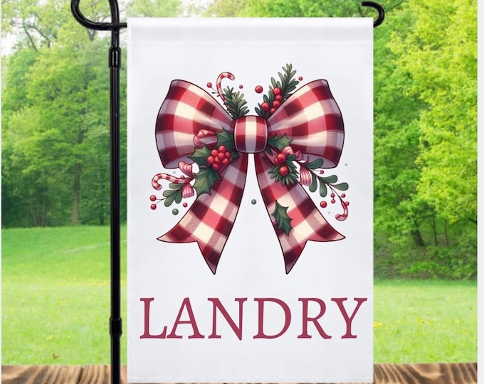 Christmas bow garden flag