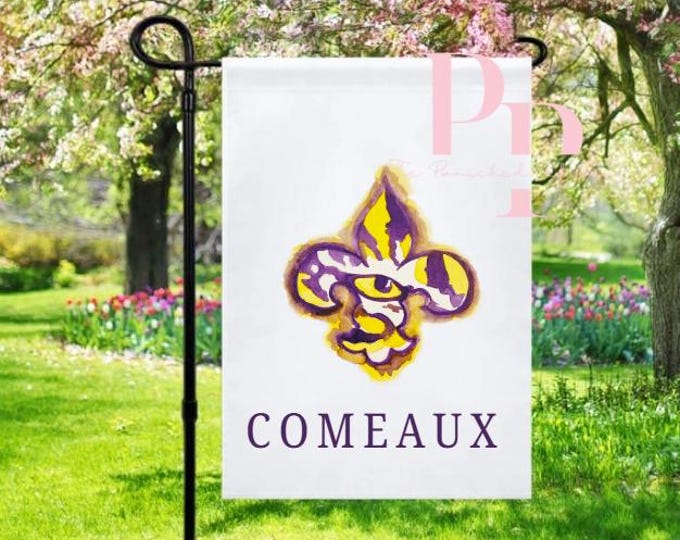 LSU Fleur de lis sublimated garden flag
