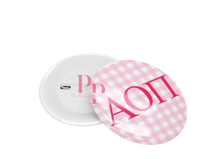 Alpha O gingham button
