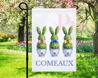 Custom spring/easter garden flag 3 bunnies