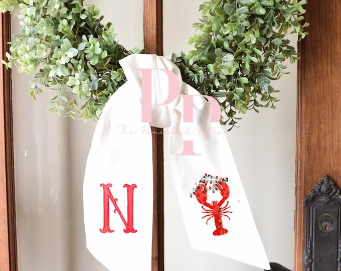 Sublimated Christmas crawfish wreath sash