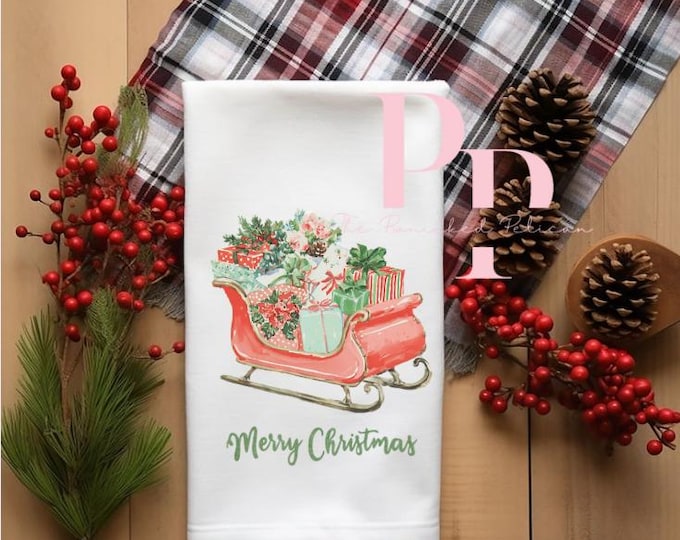 Vintage retro sleigh christmas towel